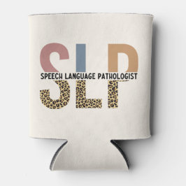 SLP Speech Patholoog Leopard Print Typografie Blikjeskoeler