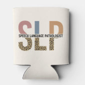 SLP Speech Patholoog Leopard Print Typografie Blikjeskoeler (Achterkant)