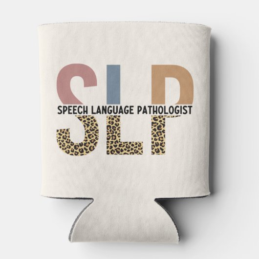 SLP Speech Patholoog Leopard Print Typografie Blikjeskoeler (Achterkant)