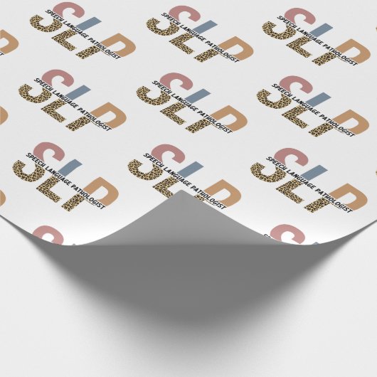 SLP Speech Patholoog Leopard Print Typografie Cadeaupapier (Hoek)