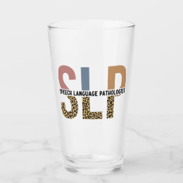 SLP Speech Patholoog Leopard Print Typografie Glas