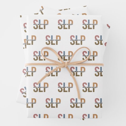SLP Speech Patholoog Leopard Print Typografie Inpakpapier Vel (In situ)