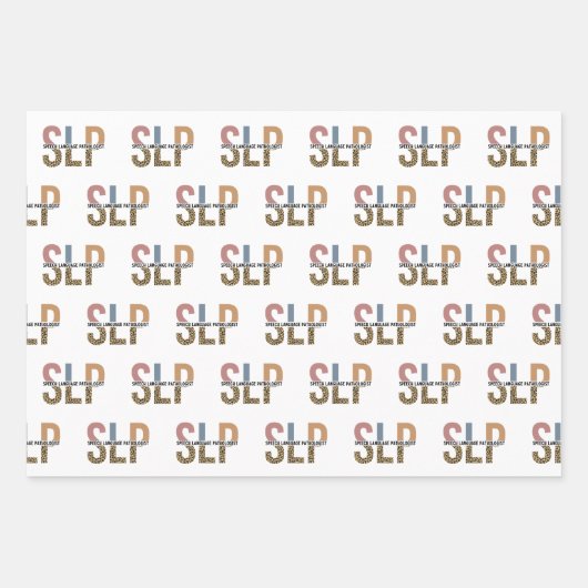 SLP Speech Patholoog Leopard Print Typografie Inpakpapier Vel (Voorkant)