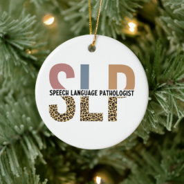 SLP Speech Patholoog Leopard Print Typografie Keramisch Ornament