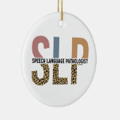 SLP Speech Patholoog Leopard Print Typografie Keramisch Ornament (Rechts)