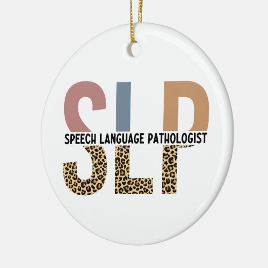 SLP Speech Patholoog Leopard Print Typografie Keramisch Ornament (Links)