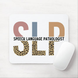 SLP Speech Patholoog Leopard Print Typografie Muismat