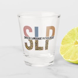 SLP Speech Patholoog Leopard Print Typografie Shot Glas