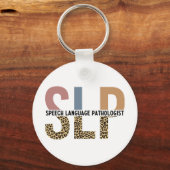 SLP Speech Patholoog Leopard Print Typografie Sleutelhanger (Achterkant)