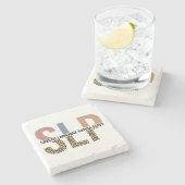 SLP Speech Patholoog Leopard Print Typografie Stenen Onderzetter (Zijkant)