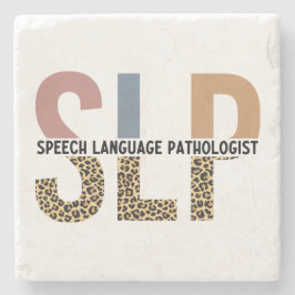 SLP Speech Patholoog Leopard Print Typografie Stenen Onderzetter