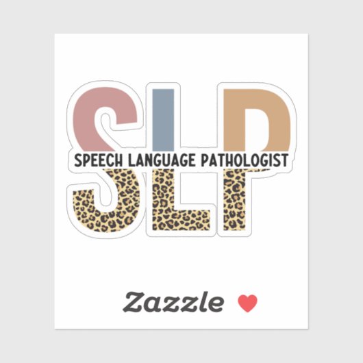 SLP Speech Patholoog Leopard Print Typografie Sticker (Vel)