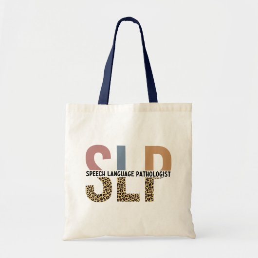 SLP Speech Patholoog Leopard Print Typografie Tote Bag (Voorkant)