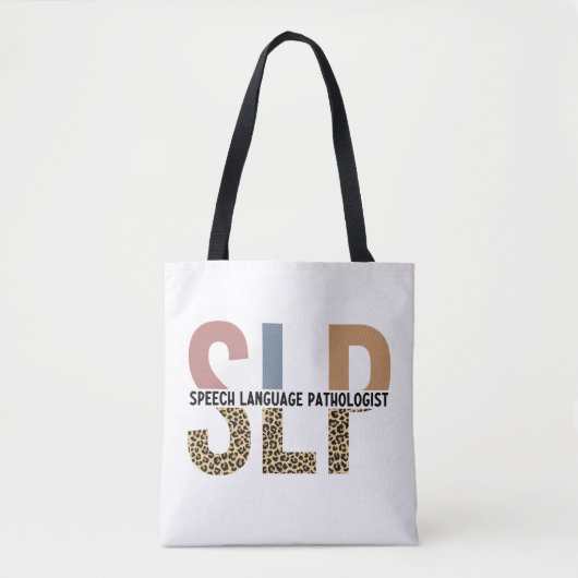 SLP Speech Patholoog Leopard Print Typografie Tote Bag (Voorkant)