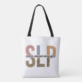 SLP Speech Patholoog Leopard Print Typografie Tote Bag (Achterkant)