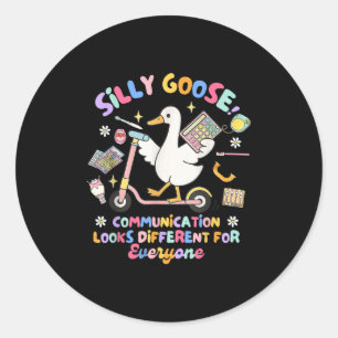 Slp Speechie Dwaas Ganzen Communicatie Ziet Er And Ronde Sticker