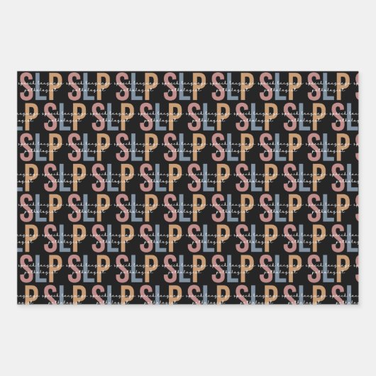 SLP Spraaktaal Patholoog Retro Patroon Inpakpapier Vel (Voorkant)
