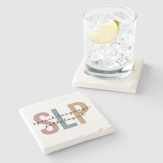 SLP-spraaktaalpatholoog Retro Stenen Onderzetter (Zijkant)