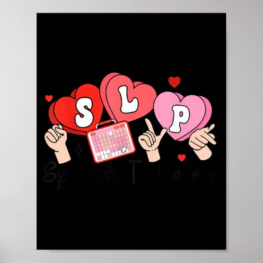 Slp Valentine's Day Speech Language Pathologist St Poster (Voorkant)