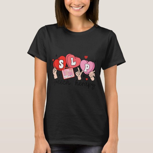 Slp Valentine's Day Speech Language Pathologist St T-shirt (Voorkant)