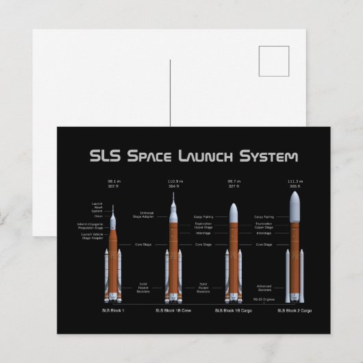 SLS Space Launch System Rockets Briefkaart (Voorkant / Achterkant)