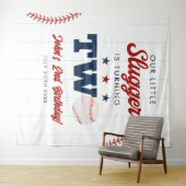 Slugger Baseball 2nd Birthday Photo Backdrop Wandkleed (In Situ (horizontaal))