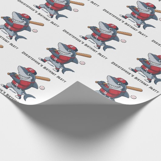 Slugger Shark Birthday Bash Cadeaupapier (Hoek)