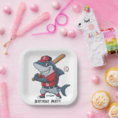 Slugger Shark Birthday Bash Papieren Bordje (Feest)