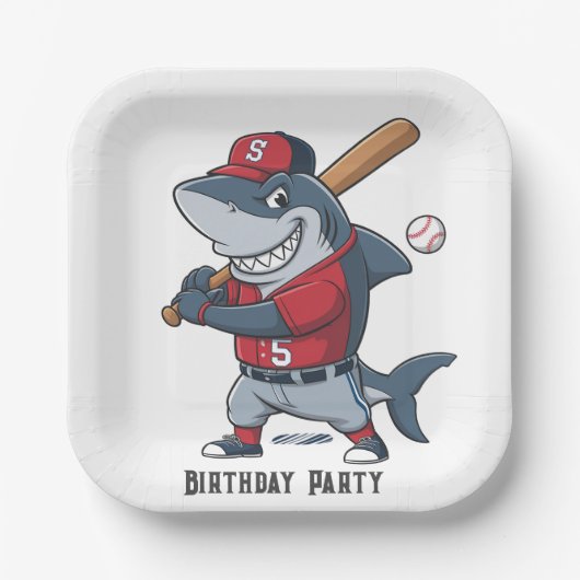 Slugger Shark Birthday Bash Papieren Bordje (Voorkant)