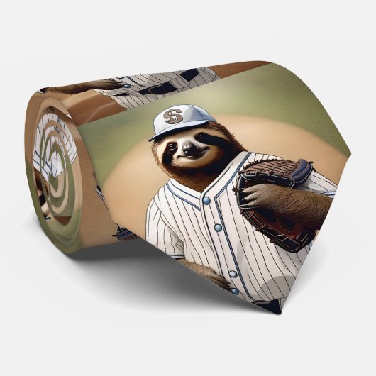 Slugger Sloth: Slow and Steady in het Bord Stropdas (Opgerold)