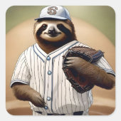 Slugger Sloth: Slow and Steady in het Bord Vierkante Sticker (Voorkant)