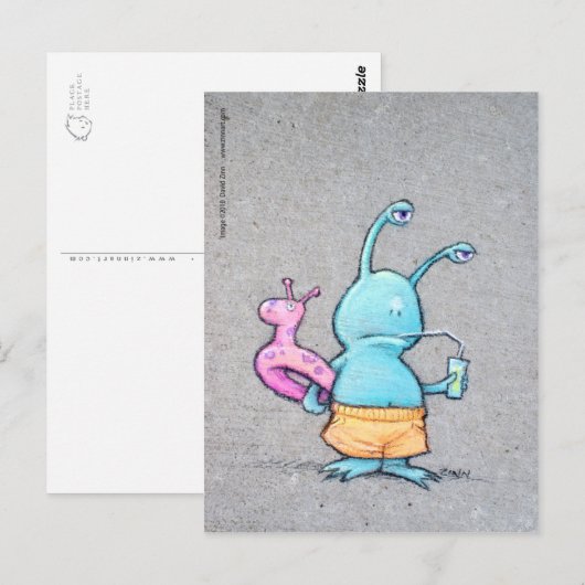 sluggo op het strand briefkaart (Voorkant / Achterkant)