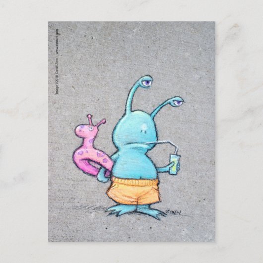 sluggo op het strand briefkaart (Voorkant)