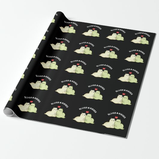 Slugs en Kisses Funny Slug Pun Dark BG Cadeaupapier (Uitgerold)
