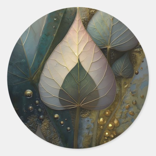 Sluier van Bladeren | botanisch ontwerp Ronde Sticker (Voorkant)