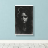 Sluier van Stilte - Dark Charcoal Portrait Canvas Afdruk (Insitu (Houten vloer))