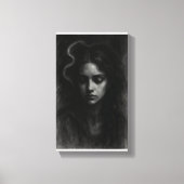Sluier van Stilte - Dark Charcoal Portrait Canvas Afdruk (Voorkant)
