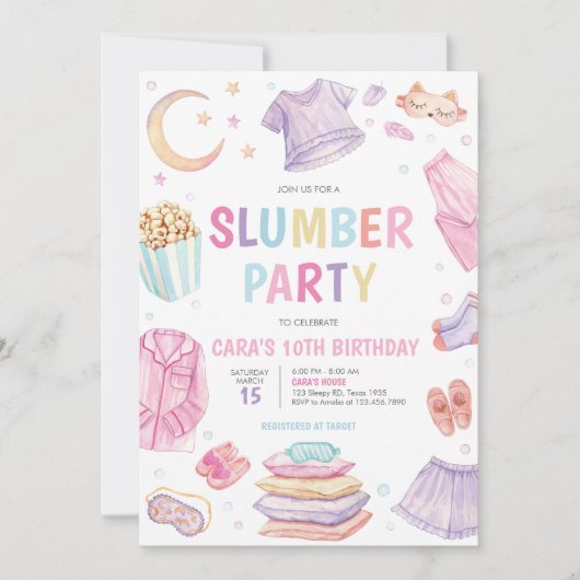 Sluimer Slaap Over Verjaardagsfeest Uitnodiging (Voorkant)