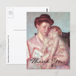 Sluimerende Baby door Mary Cassatt, Vintage Impres Briefkaart