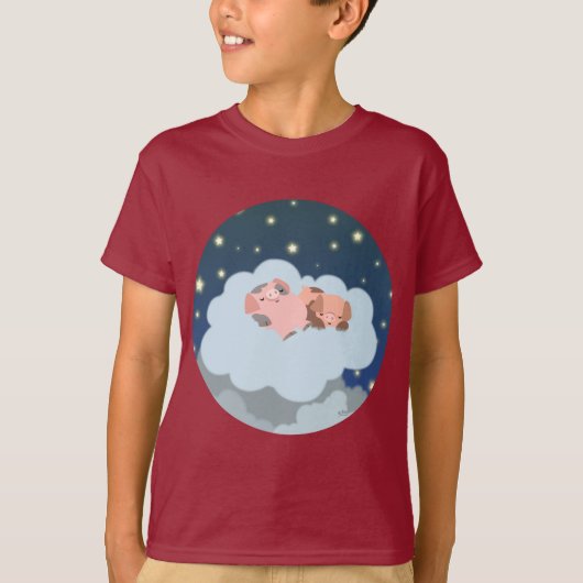 Sluimerende biggetjes cartoon Kinder T-shirt (Voorkant)