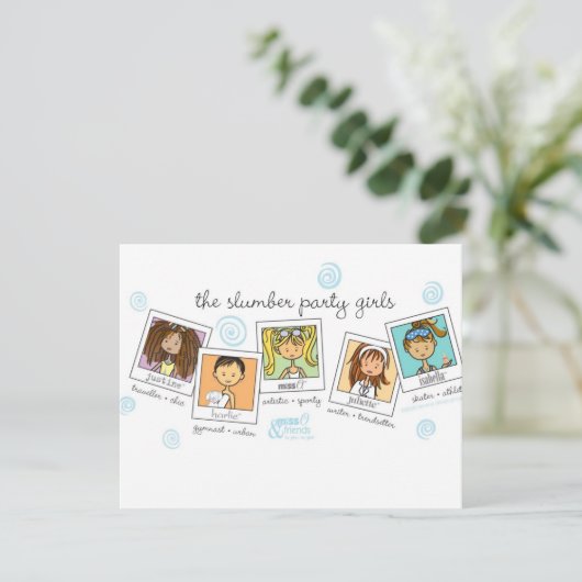 sluimerende feestmeisjes kaart (Staand voorkant)