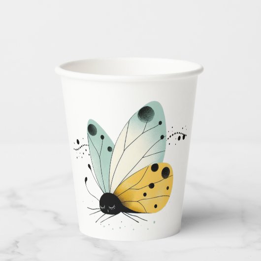 Sluimerende Whimsical Vlinder  Papieren Bekers (Voorkant)