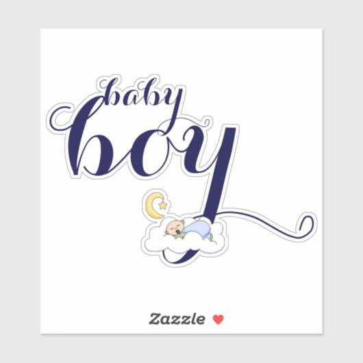 Sluipende babyjongen navy blue typografie sticker (Vel)