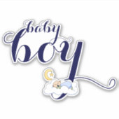 Sluipende babyjongen navy blue typografie sticker (Voorkant)