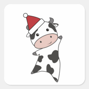 Sluisdieren met Koe kersttaartjes voor kinderen Vierkante Sticker