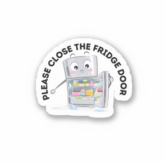 Sluit alsjeblieft de koelkastdeur sticker (Voorkant)
