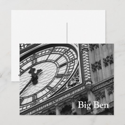 Sluit Big Ben in zwart-wit. Briefkaart (Voorkant / Achterkant)