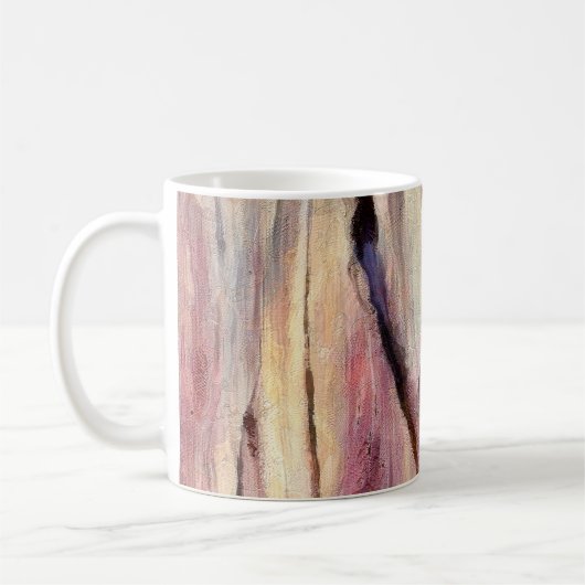 Sluit de abstracte achtergrond van olieverf. Kunst Koffiemok (Links)
