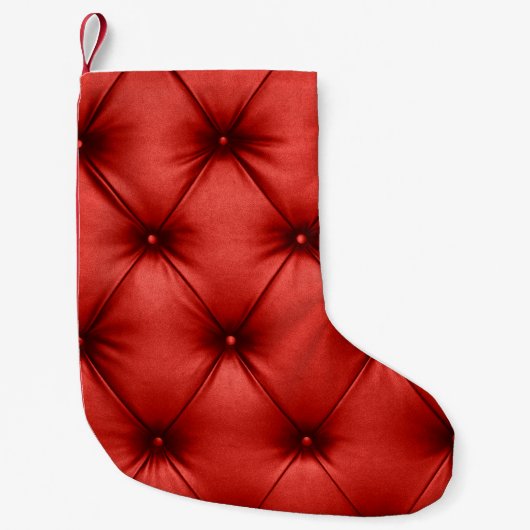 Sluit de achtergrondstructuur van de rode hoofdlet kleine kerstsok (Voorkant)