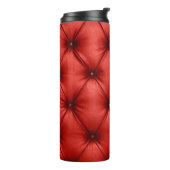 Sluit de achtergrondstructuur van de rode hoofdlet thermosbeker (Gedraaid links)